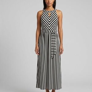 lane bryant striped maxi dress LANE BRYANT NAVY/WHITE STRIPED Bilateral Front Slit SIZE 18/20 MAXI DRESS